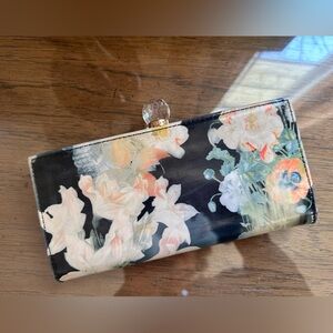 Ted Baker London Black Floral Wallet Clutch Opulent Bloom Pattern